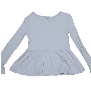 Matilda Jane Women's Long Sleeve Peplum Top Beige Size S Ribbed Knit